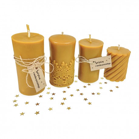 Beeswax candle with lace