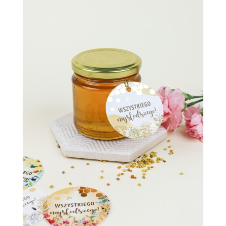 MIód na walentynki - wielokwiat 250 g - zawieszka ze złoceniem