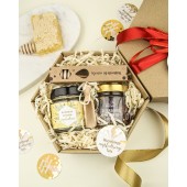 Mały podarunek z herbatą i miodem z dodatkami - heksagon mały